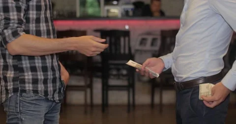 The man gives money. Stock Footage 52274009