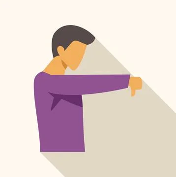 Man giving dislike thumbs down flat illustration Stock Illustration