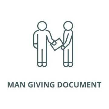 Man giving document vector line icon, linear concept, outline sign, symbol 库存插图