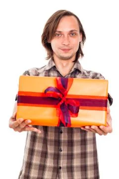 Man giving gift Stock Photos