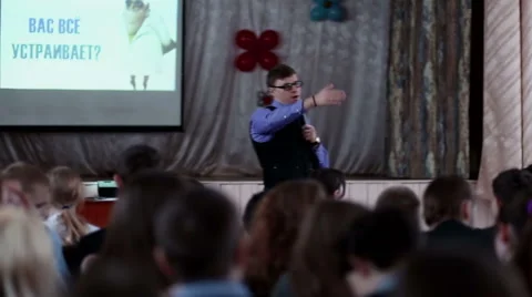Man giving a lecture to an audience Stock Footage 62801446