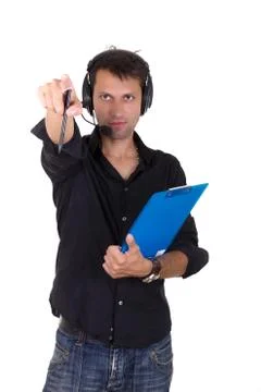 Man giving orders behind the camera Stock Photos