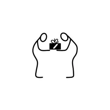 Man giving a present stick figures icon vector Stock Illustration