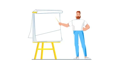 Man Giving Presentation on Flip Chart 2D Animation Vidéo 277274486