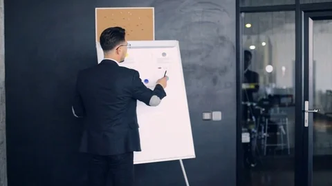 Man Giving Presentation to her Colleagues During a Meeting Stock Footage 83499654