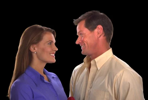 Man giving rose to Woman Stock Footage 754276