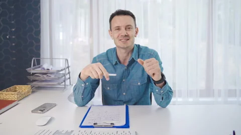 Man giving speech is looking at camera. Stock-Footage 218869762