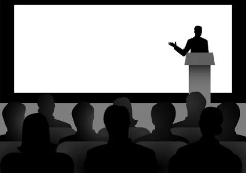 Man Giving A Speech On Stage Stock Illustration
