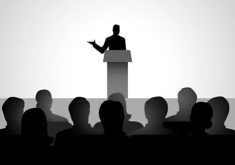 Man Giving A Speech On Stage Stock Illustration