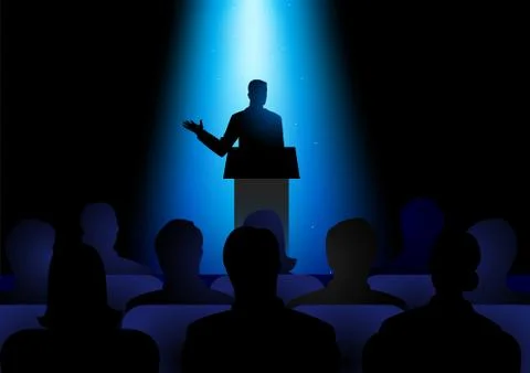 Man Giving A Speech On Stage Stock Illustration
