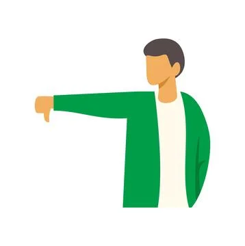 Man giving thumbs down gesture flat design Stock Illustration