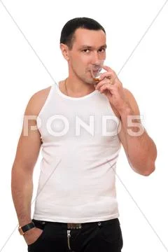Man with a glass of whiskey Stock Photos