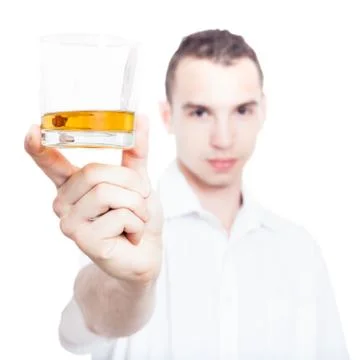 Man with glass of whiskey Stock Photos