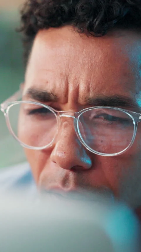 Man, glasses and computer in office for coding, software development and problem Stock Footage 306891653