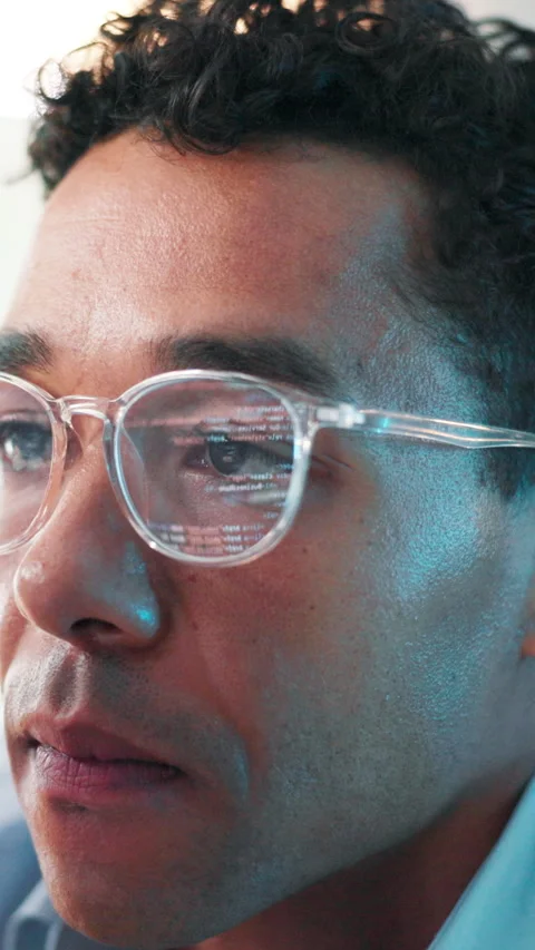 Man, glasses and computer with stress for coding, software development and Stock Footage 306891952