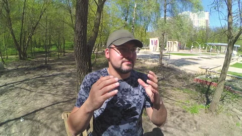 Man with glasses blogging Stock Footage 196214862