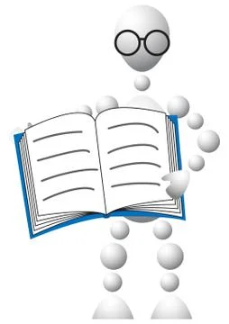Man in glasses with blue book Stock Illustration