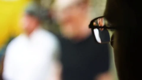 Man with glasses browsing internet Stock Footage 81146036