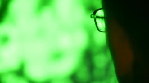 Man with glasses browsing internet Stock Footage 81146042