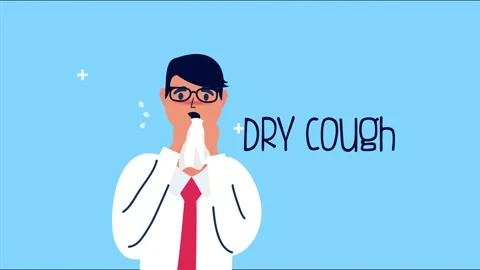 Man with glasses coughing into tissue, experiencing dry cough symptom, heal.. Vídeos de archivo 333430279