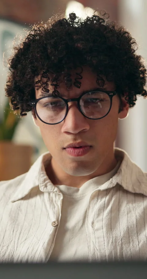 Man, glasses or remote work with laptop for programming, system update or Stock Footage 348745791