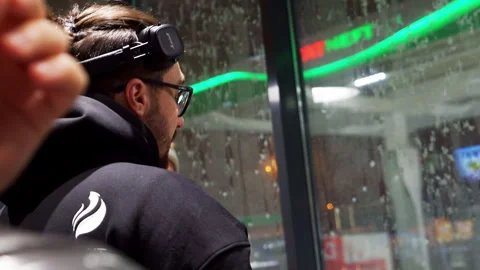 Man in glasses passionately explains script ideas in cafeteria Stock-Footage 303061763