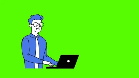 A man with glasses is a programmer. The guy is working on a laptop. Freelance Video stock 242986725