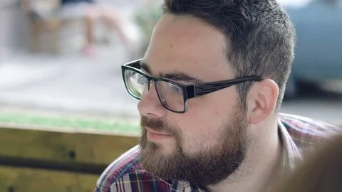 Man with glasses smile Video stock 69755307