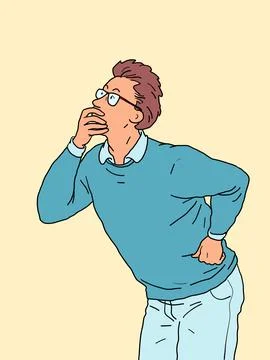 The man with glasses is thinking. The clever man reflects, intellectual work Stock-Illustration