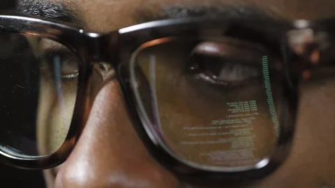 Man in Glasses Viewing Computer Class Video stock 103529988