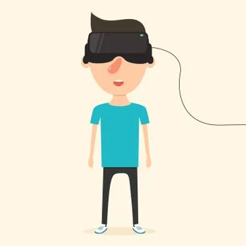 Man with glasses of virtual reality. Flat vector illustration イラスト素材