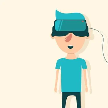 Man with glasses of virtual reality. Flat vector illustration Stock Illustration