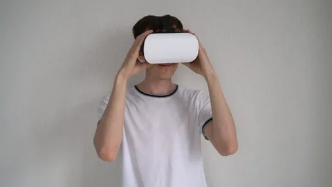 Man with Glasses of Virtual Reality Video stock 109575133