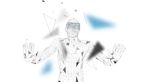 Man with glasses of virtual reality. Future technology concept. Abstract vr Illustrazione stock