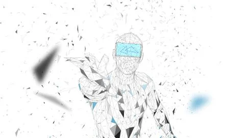 Man with glasses of virtual reality. Future technology concept. Abstract vr Illustrazione stock