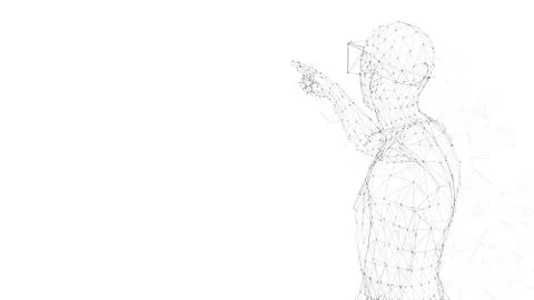 Man with glasses of virtual reality. Future technology concept. Abstract vr Illustrazione stock