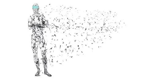 Man with glasses of virtual reality. Future technology concept. Abstract vr Illustrazione stock