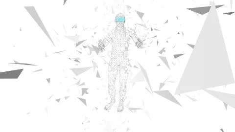 Man with glasses of virtual reality. Future technology concept. Abstract vr Illustrazione stock