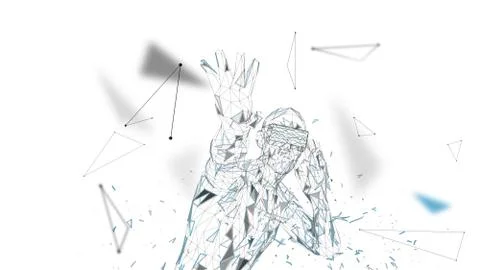 Man with glasses of virtual reality. Future technology concept. Abstract vr Illustrazione stock