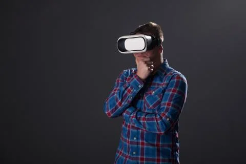 Man with glasses of virtual reality. Future technology concept. Stock Photos