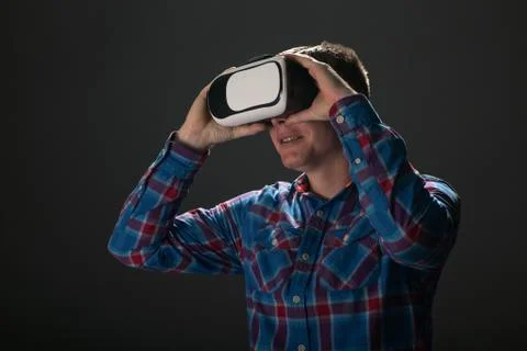 Man with glasses of virtual reality. Future technology concept. Stock Photos