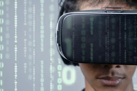Man with glasses of virtual reality. Future technology concept. Stock Photos