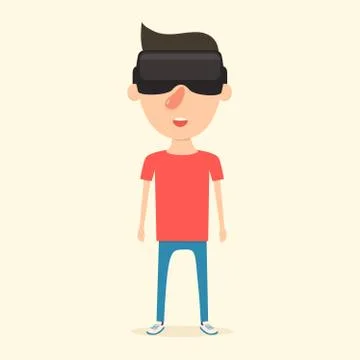 Man with glasses of virtual reality Stock Illustration