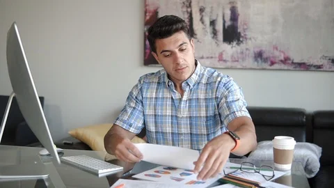 Man With Glasses Working On  Computer Stock Footage 100577134