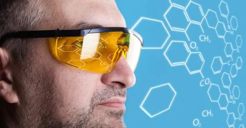 Man in glasses working Stock Photos