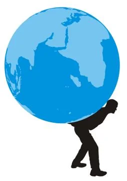 Man with a globe on his back Stock Illustration