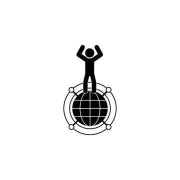 Man on the globe icon. Simple glyph, flat vector of technology with people ic Stock Illustration