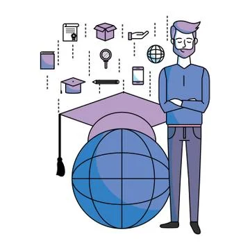 Man with globe 스톡 일러스트