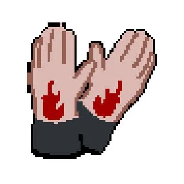 Man gloves welding pixel art vector illustration Stock Illustration