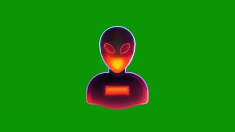 Man glowing face green screen alien head animated chromakey background emotion Video stock 314065141